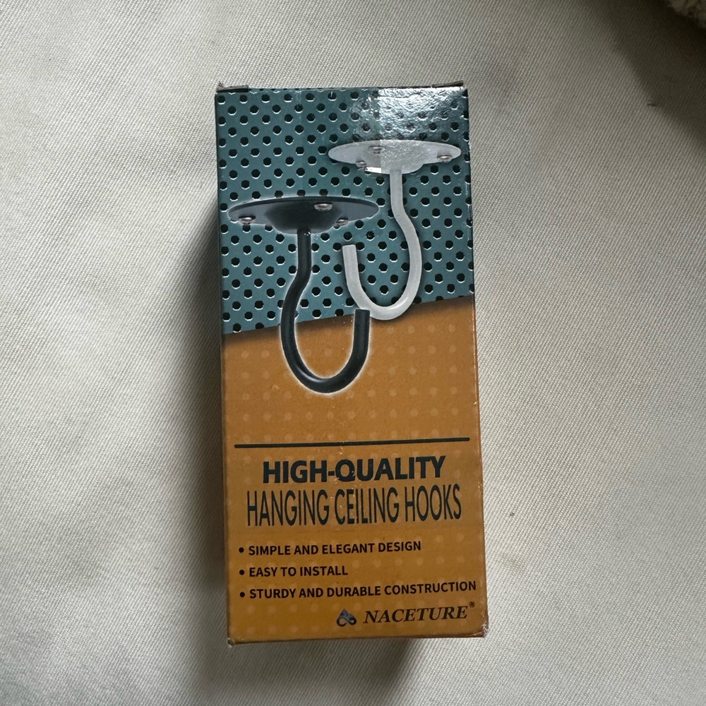 NACETURE High-Quality Hanging Ceiling Hooks - Black and Silver